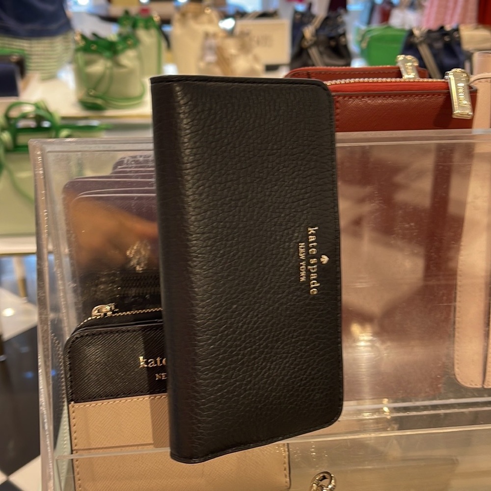Kate Spade Dumpling Large Slim Bifold Wallet 
COLOR: Black - Picture 12 of 16